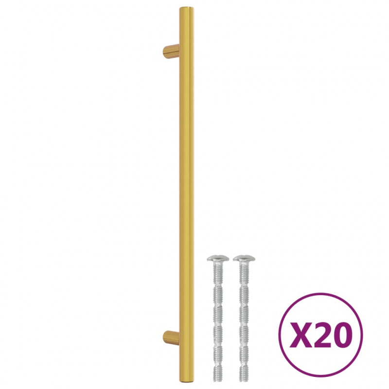 Uchwyty do szafek, 20 szt., złote, 224 mm, stal nierdzewna