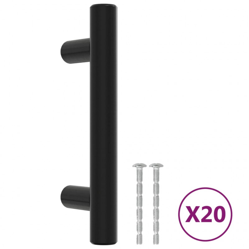 Uchwyty do szafek, 20 szt., czarne, 64 mm, stal nierdzewna