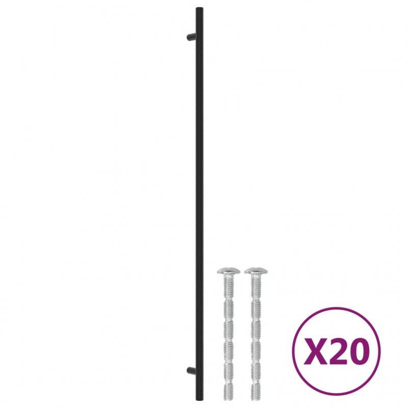 Uchwyty do szafek, 20 szt., czarne, 480 mm, stal nierdzewna