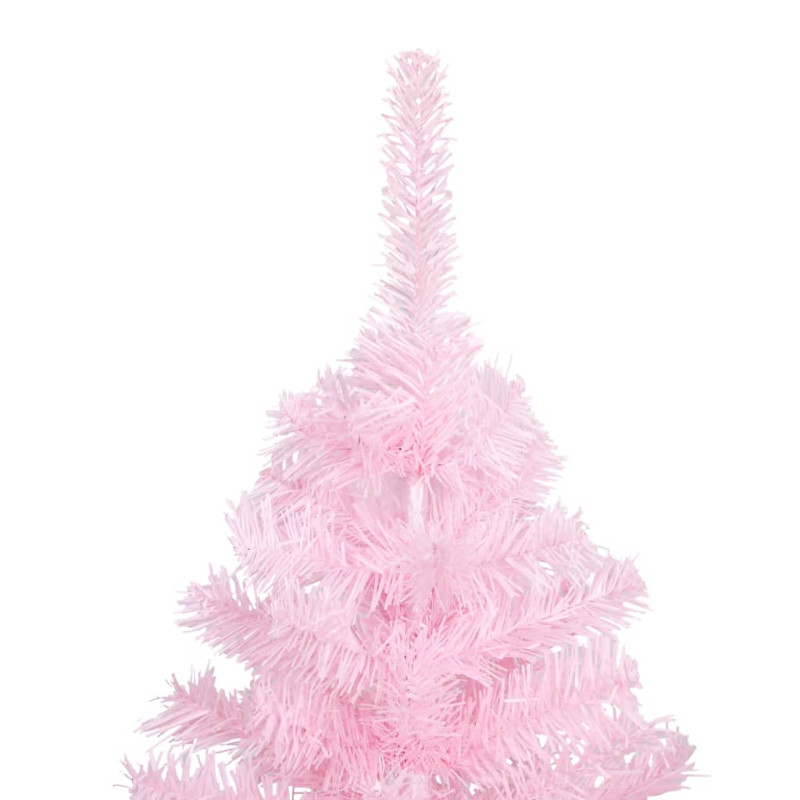 Sztuczna choinka z lampkami i bombkami, różowa, 150 cm, PVC