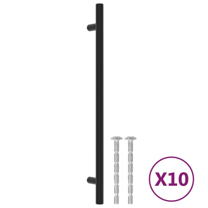 Uchwyty do szafek, 10 szt., czarne, 224 mm, stal nierdzewna