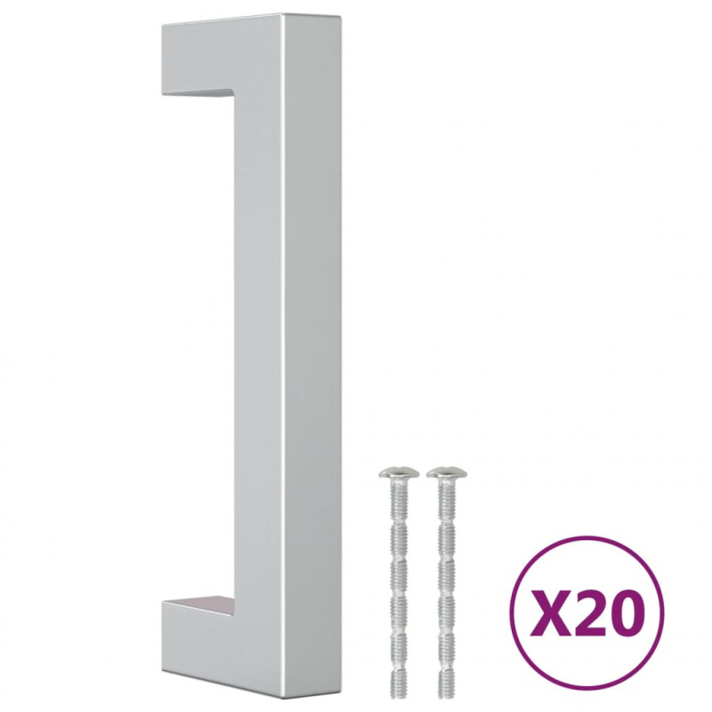 Uchwyty do szafek, 20 szt., srebrne, 96 mm, stal nierdzewna