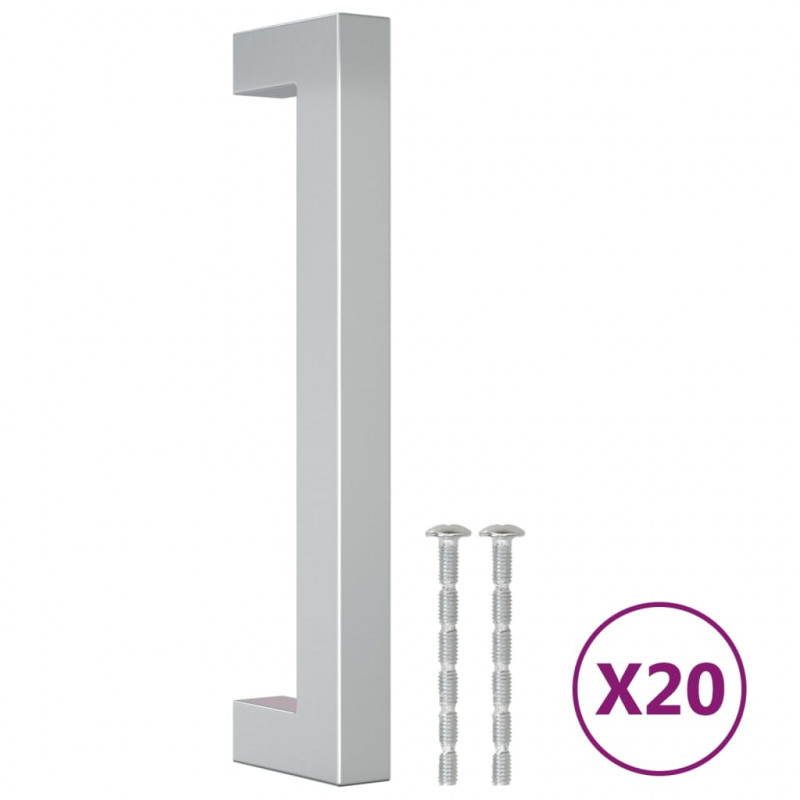 Uchwyty do szafek, 20 szt., srebrne, 128 mm, stal nierdzewna
