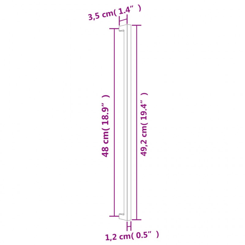 Uchwyty do szafek, 20 szt., srebrne, 480 mm, stal nierdzewna