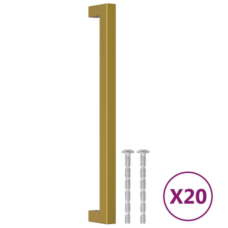 Uchwyty do szafek, 20 szt., złote, 224 mm, stal nierdzewna