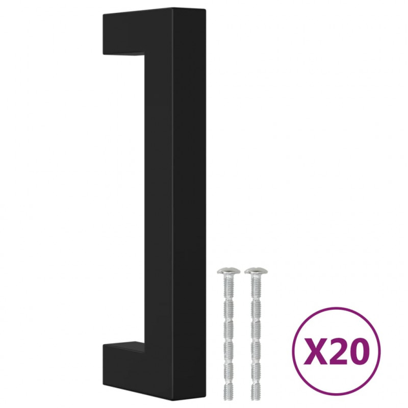 Uchwyty do szafek, 20 szt., czarne, 96 mm, stal nierdzewna