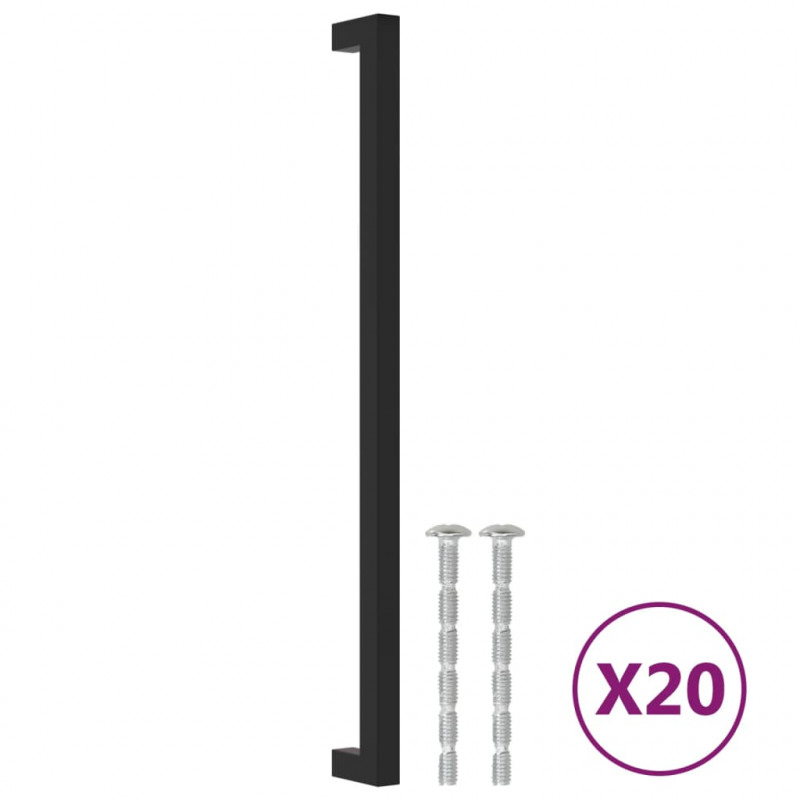 Uchwyty do szafek, 20 szt., czarne, 320 mm, stal nierdzewna