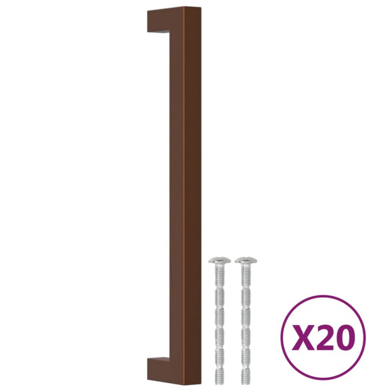 Uchwyty do szafek, 20 szt., brąz, 192 mm, stal nierdzewna