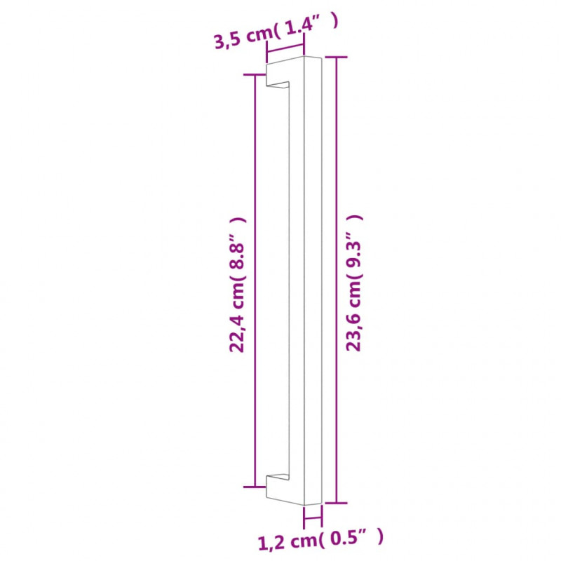 Uchwyty do szafek, 10 szt., czarne, 224 mm, stal nierdzewna
