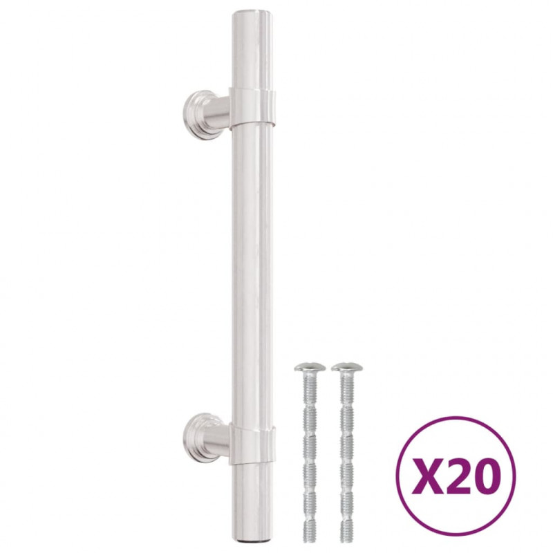 Uchwyty do szafek, 20 szt., srebrne, 96 mm, stal nierdzewna