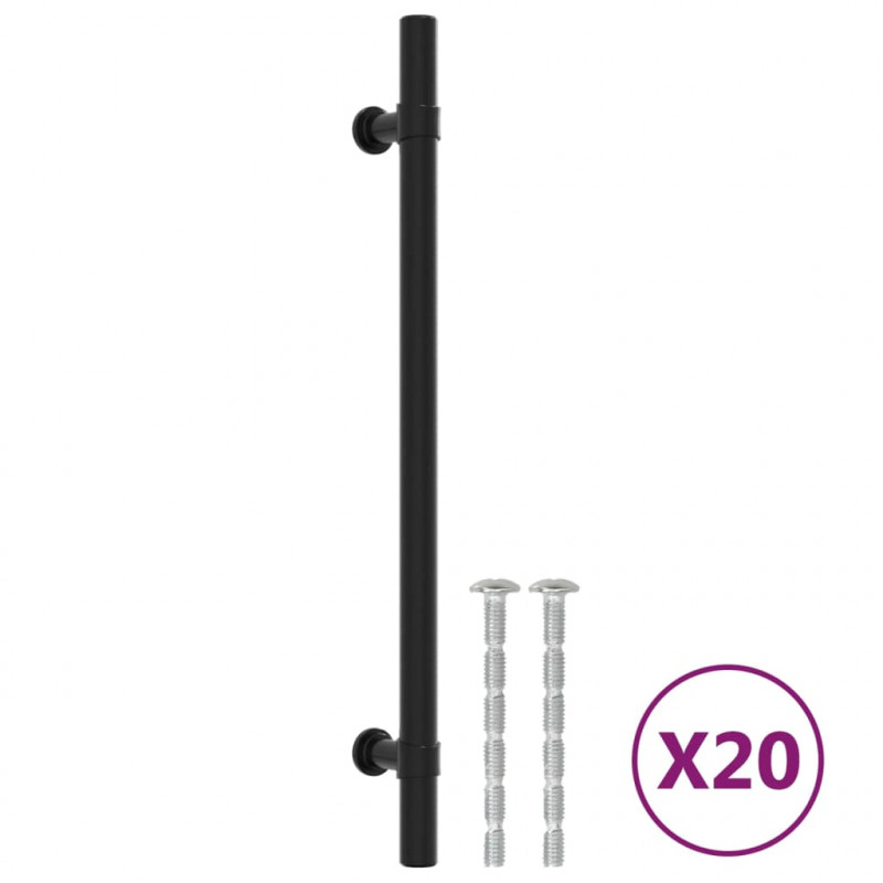 Uchwyty do szafek, 20 szt., czarne, 192 mm, stal nierdzewna