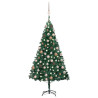 Sztuczna choinka z lampkami i bombkami, zielona, 150 cm, PVC