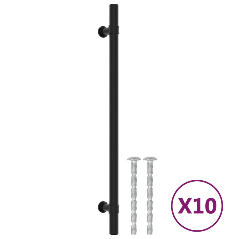 Uchwyty do szafek, 10 szt., czarne, 224 mm, stal nierdzewna