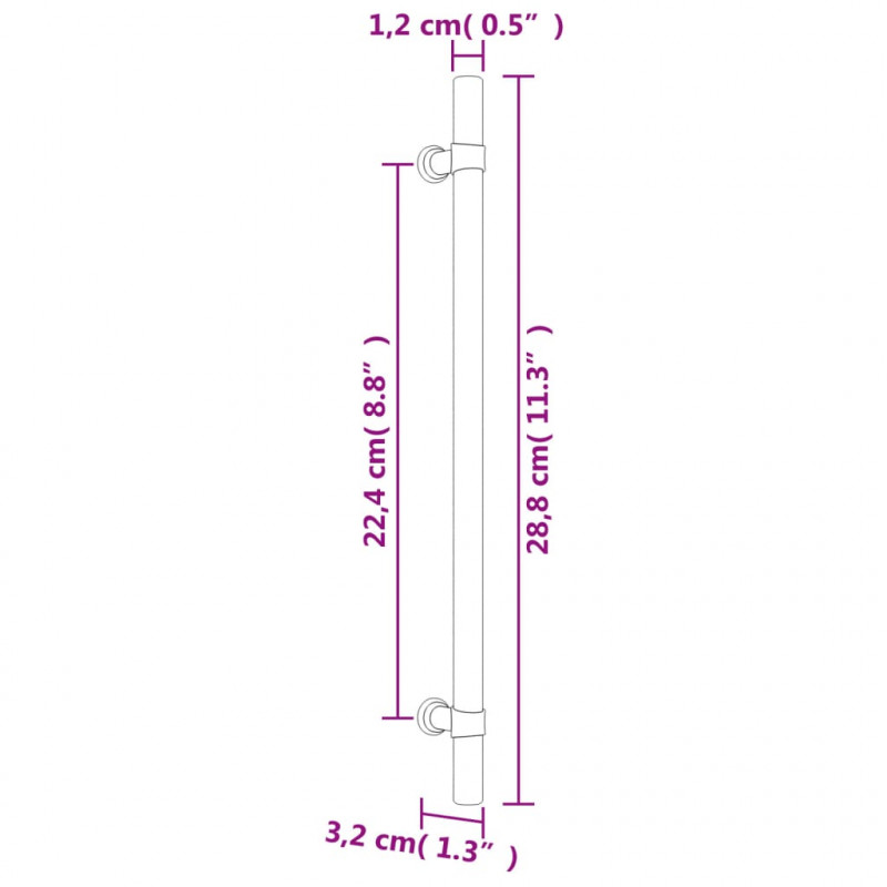 Uchwyty do szafek, 10 szt., czarne, 224 mm, stal nierdzewna