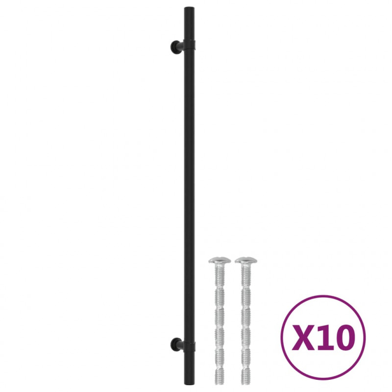 Uchwyty do szafek, 10 szt., czarne, 320 mm, stal nierdzewna