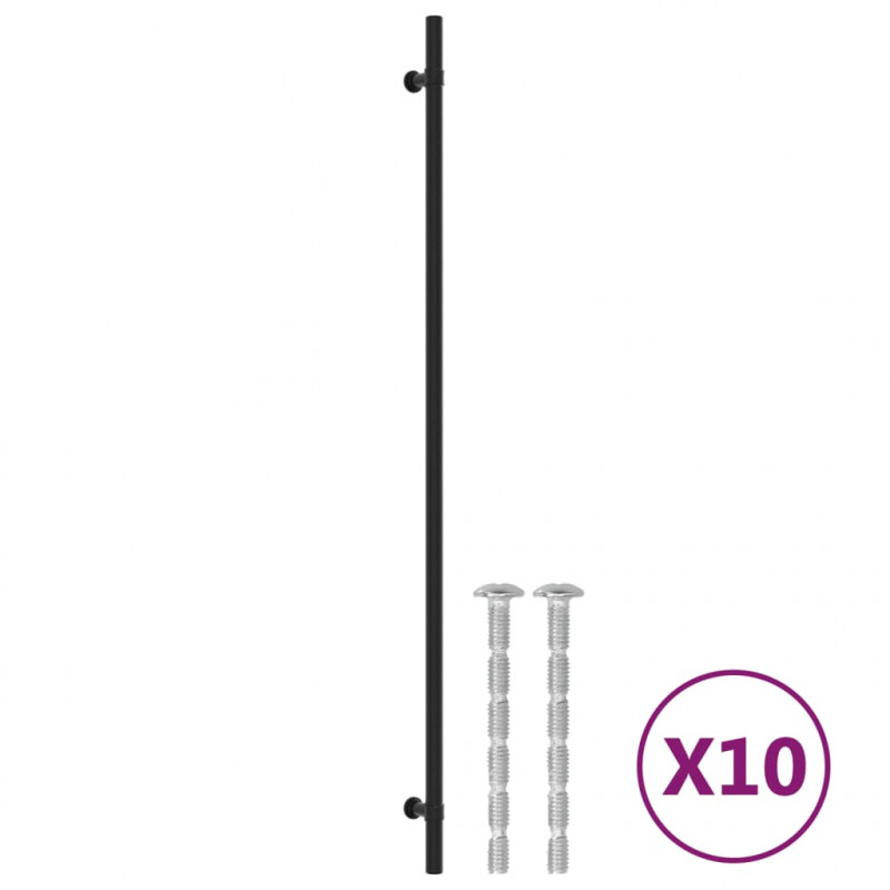 Uchwyty do szafek, 10 szt., czarne, 480 mm, stal nierdzewna