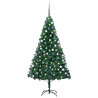 Sztuczna choinka z lampkami i bombkami, zielona, 150 cm, PVC