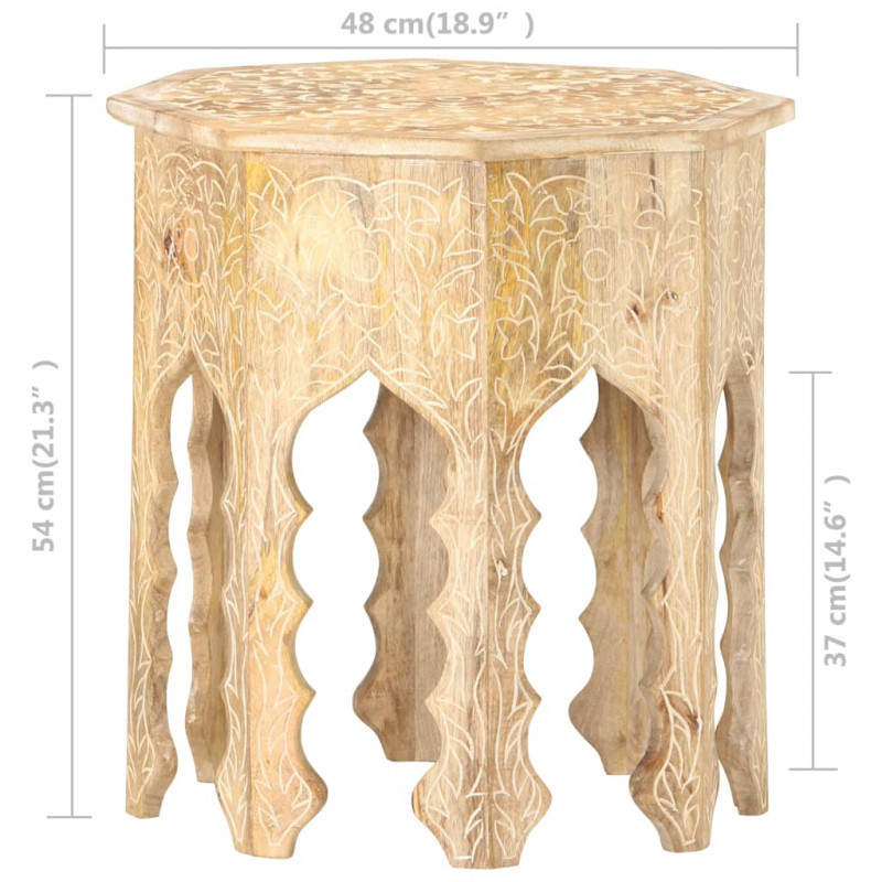 Stolik boczny, Ø48 cm, lite drewno mango