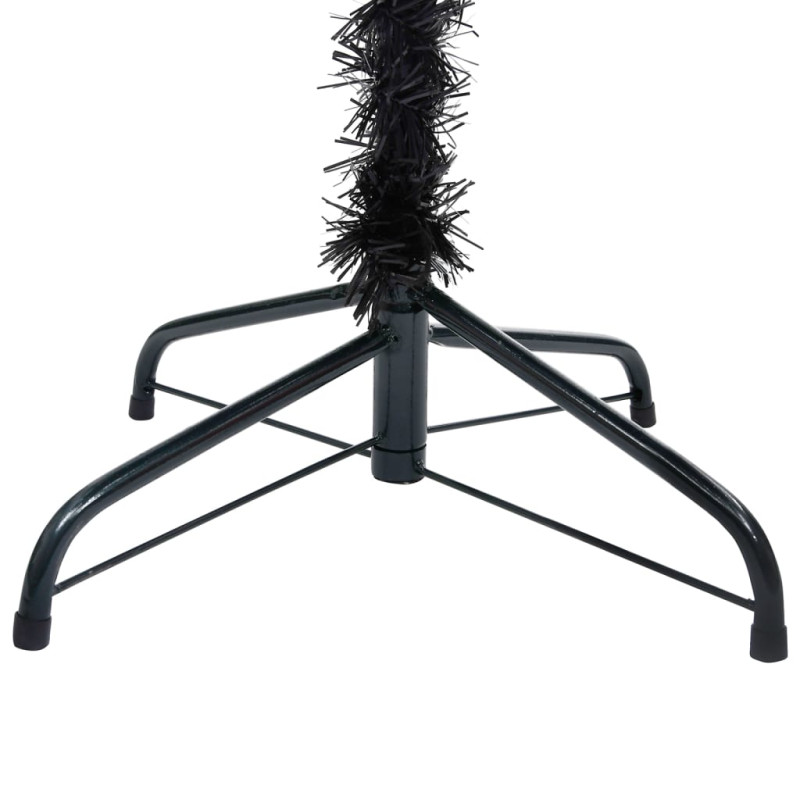 Sztuczna choinka z lampkami i bombkami, czarna, 180 cm, PVC