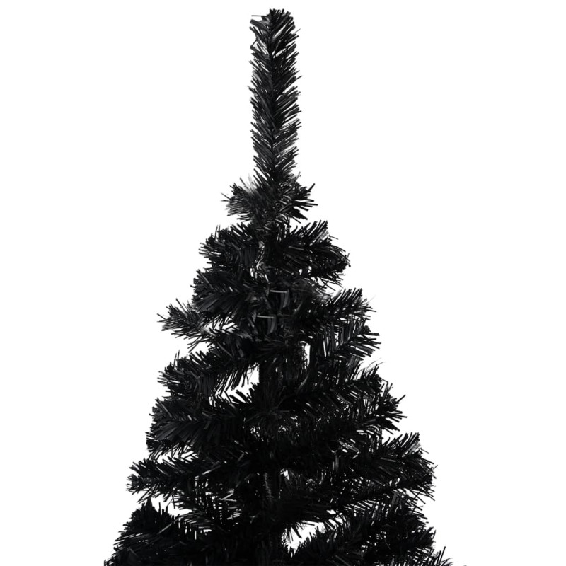 Sztuczna choinka z lampkami i bombkami, czarna, 180 cm, PVC