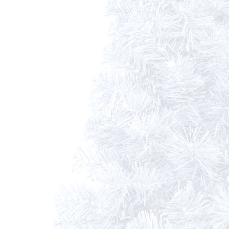 Choinka z lampkami i bombkami, połówka, biała, 150 cm