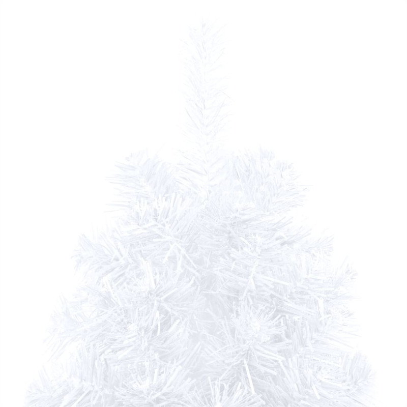 Choinka z lampkami i bombkami, połówka, biała, 150 cm