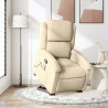 Podnoszony fotel masujący, rozkładany, kremowy, obity tkaniną