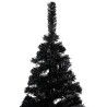 Sztuczna choinka z lampkami i bombkami, czarna, 210 cm, PVC