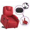 Podnoszony fotel rozkładany, czerwony, obity sztuczną skórą