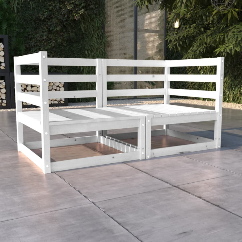 2-osobowa sofa ogrodowa, biała, lite drewno sosnowe