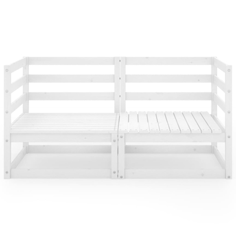 2-osobowa sofa ogrodowa, biała, lite drewno sosnowe