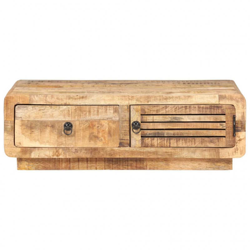 Stolik kawowy, 90x60x29 cm, surowe drewno mango