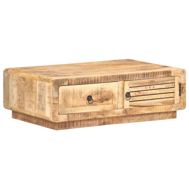 Stolik kawowy, 90x60x29 cm, surowe drewno mango