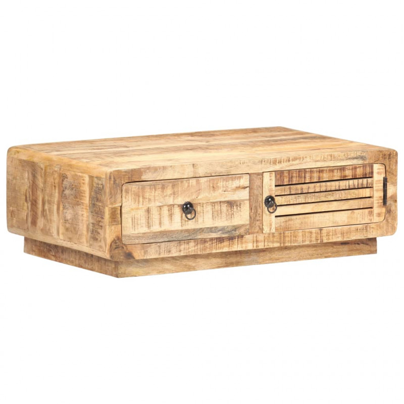 Stolik kawowy, 90x60x29 cm, surowe drewno mango