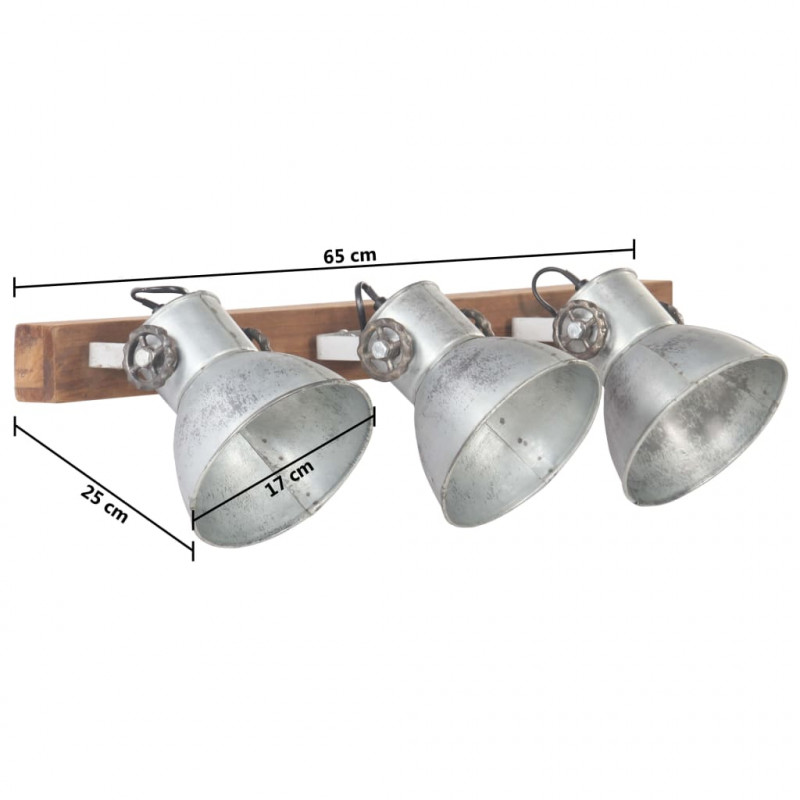Industrialna lampa ścienna, srebrna, 65x25 cm, E27