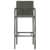 5-cz. zestaw mebli barowych z podłokietnikami, rattan PE, szary