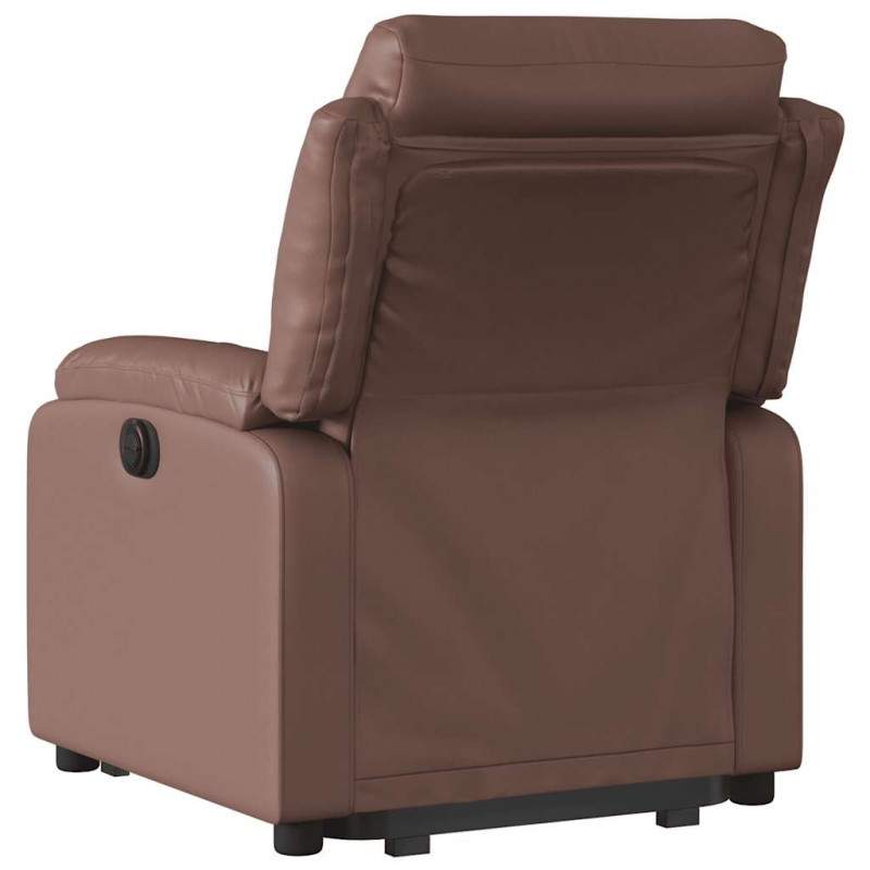 Podnoszony fotel rozkładany, brązowy, obity sztuczną skórą