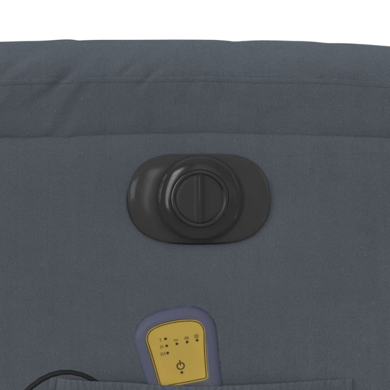 Rozkładany fotel masujący, elektryczny, ciemnoszary, aksamit