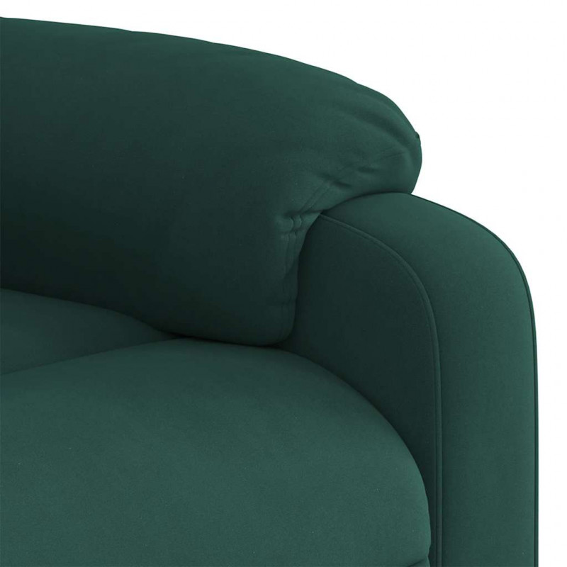 Rozkładany fotel masujący, podnoszony, ciemnozielony, aksamitny