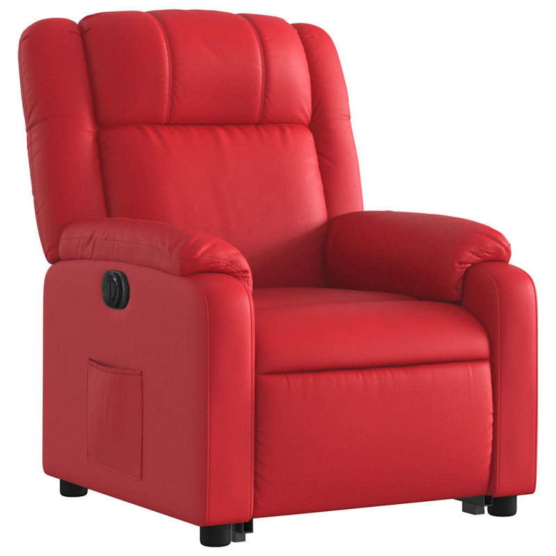 Rozkładany fotel pionizujący, elektryczny, czerwony, ekoskóra