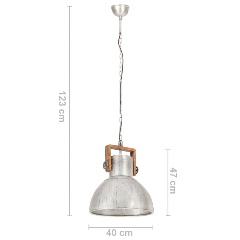 Industrialna lampa wisząca, 25 W, srebrna, okrągła, 40 cm, E27