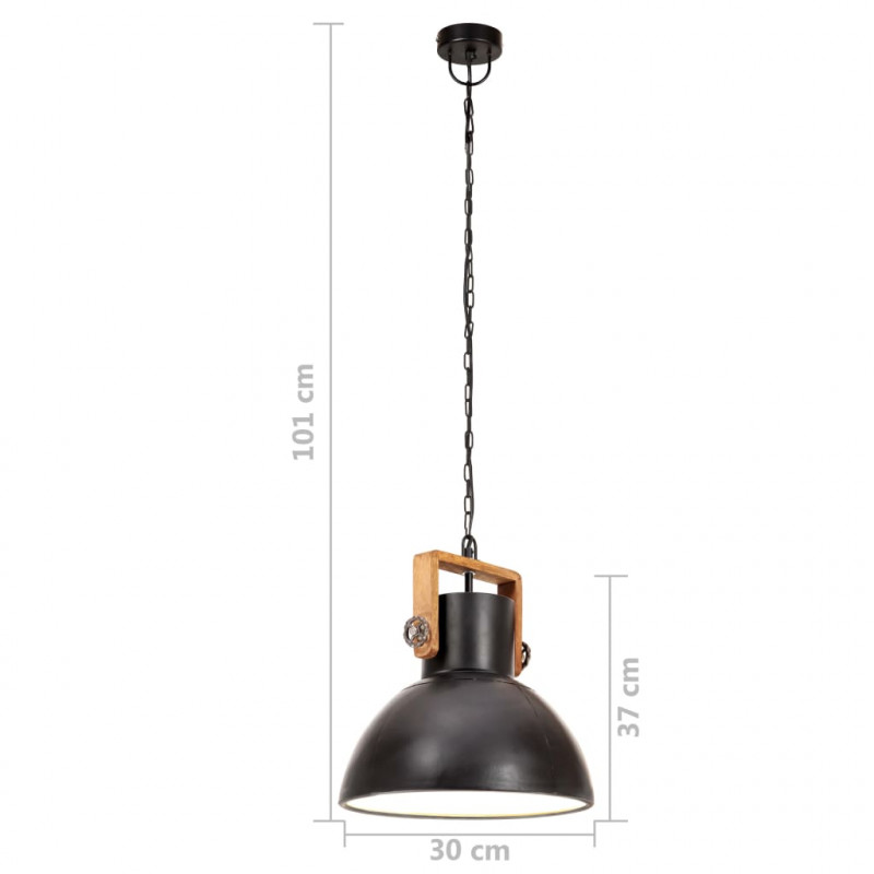Industrialna lampa wisząca, 25 W, czarna, okrągła, 30 cm, E27