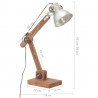 Industrialna lampa stołowa, srebrna, okrągła, 58x18x90 cm, E27