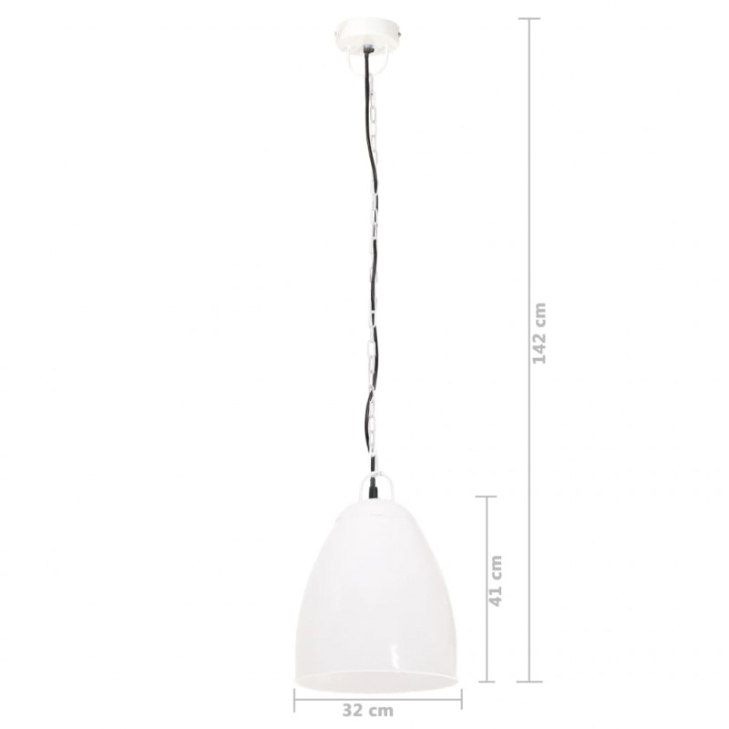Industrialna lampa wisząca, 25 W, biała, okrągła, 32 cm, E27
