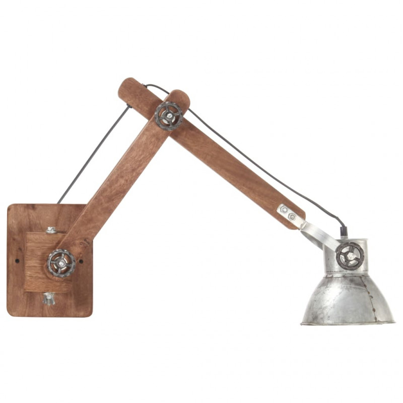 Lampa ścienna w industrialnym stylu, srebrna, okrągła, E27