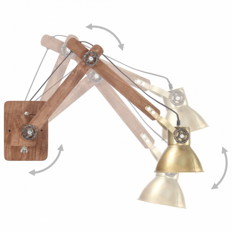 Lampa ścienna w industrialnym stylu, mosiężna, okrągła, E27