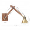 Lampa ścienna w industrialnym stylu, mosiężna, okrągła, E27