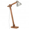 Lampa podłogowa, srebrna, E27, lite drewno mango