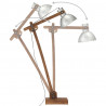 Lampa podłogowa, srebrna, E27, lite drewno mango