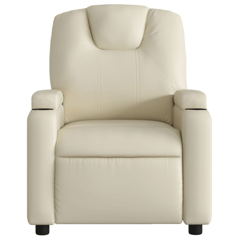 Fotel rozkładany kremowy ze skóry ekologicznej